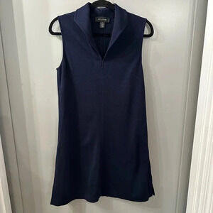 St. John 2015 Resort Collection Navy Santana Knit Wool Blend Sheath Dress Size S